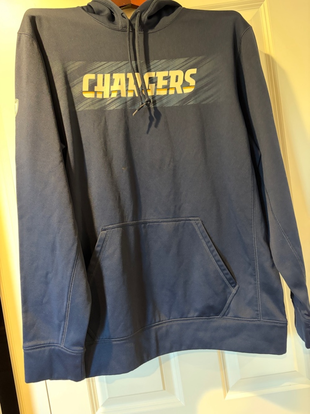 NFL Chargers Men’s Navy Blue Nike Pullover Hoodie with Yellow Logo L